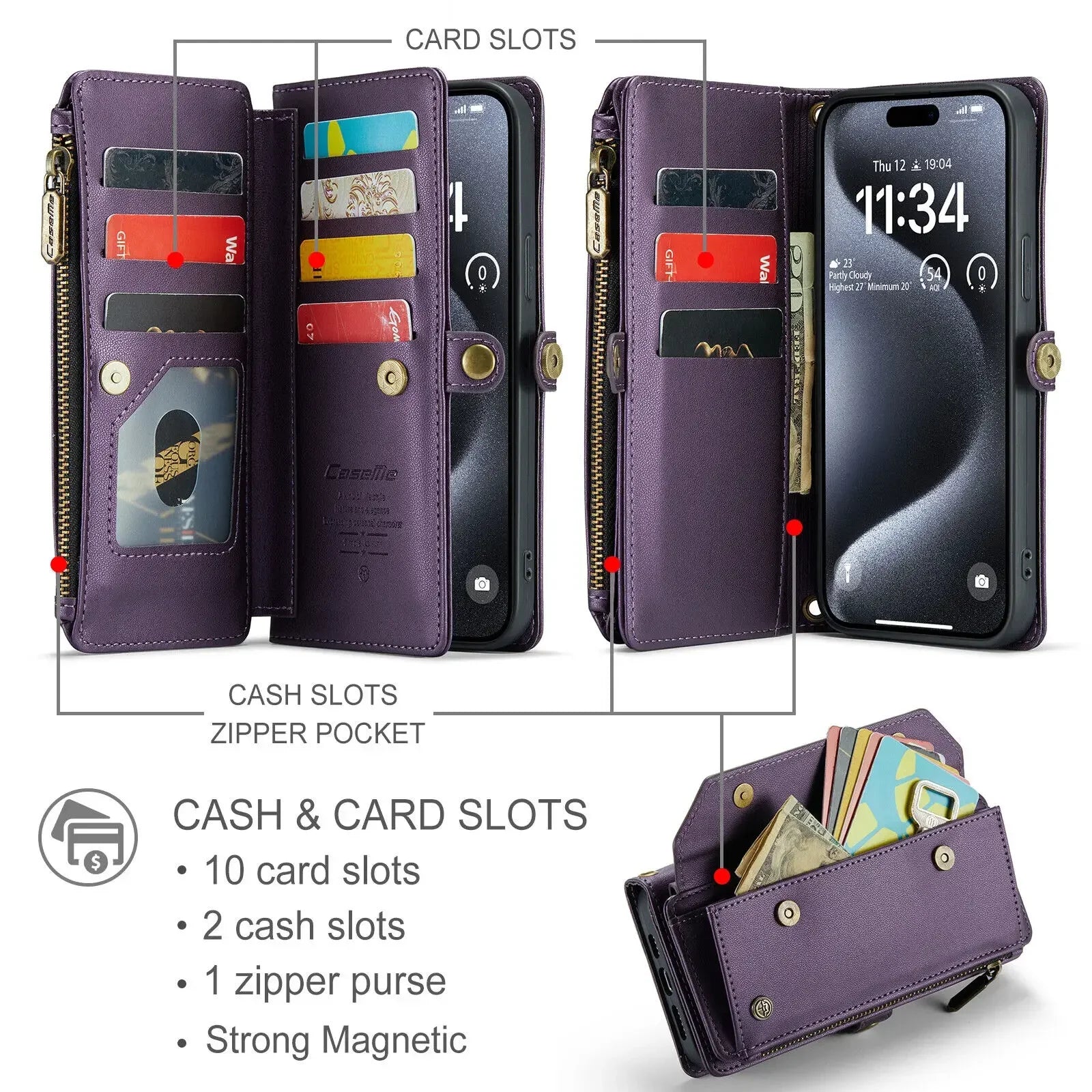 Crossbody for iPhone 16 15 14 13 12 11 Pro Max XS XR SE Case Wallet Card Holder