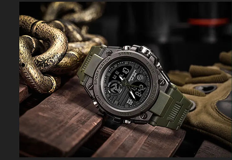 SANDA G Style Men Digital Watch Military Sports Watches Dual Display Waterproof Electronic Wristwatch Relogio Masculino 739