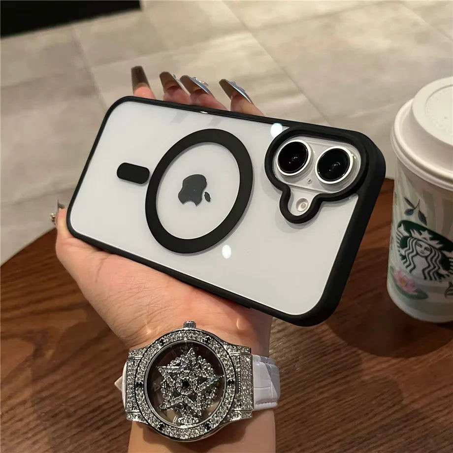 Luxury For Magsafe Transparent Case For iPhone 17 16 15 14 13 12 11 Pro Max Mini 17 Air Magnetic Wireless Charge Bumper Cover