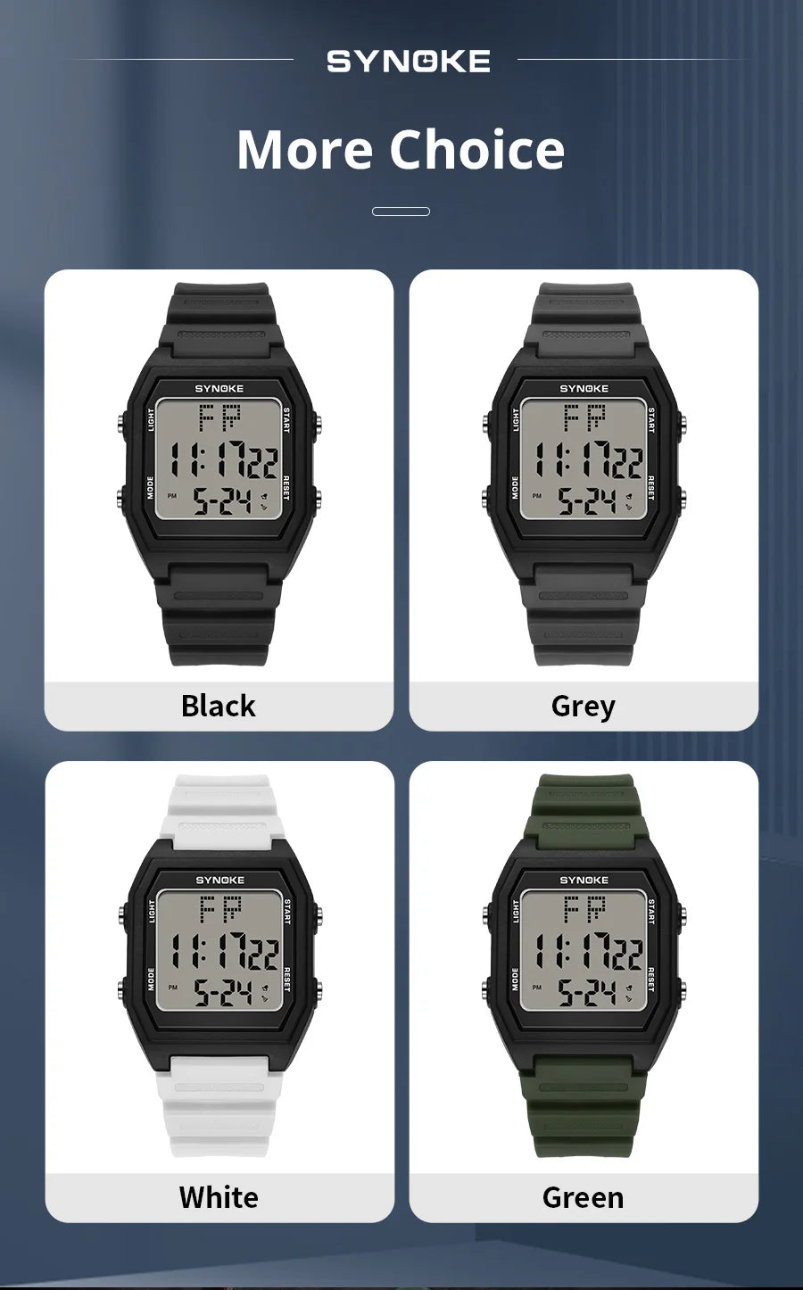 SYNOKE Digital Watches Men Military Sports Luminous Chronograph Waterproof Male Electronic Wrist Watches Square Watch