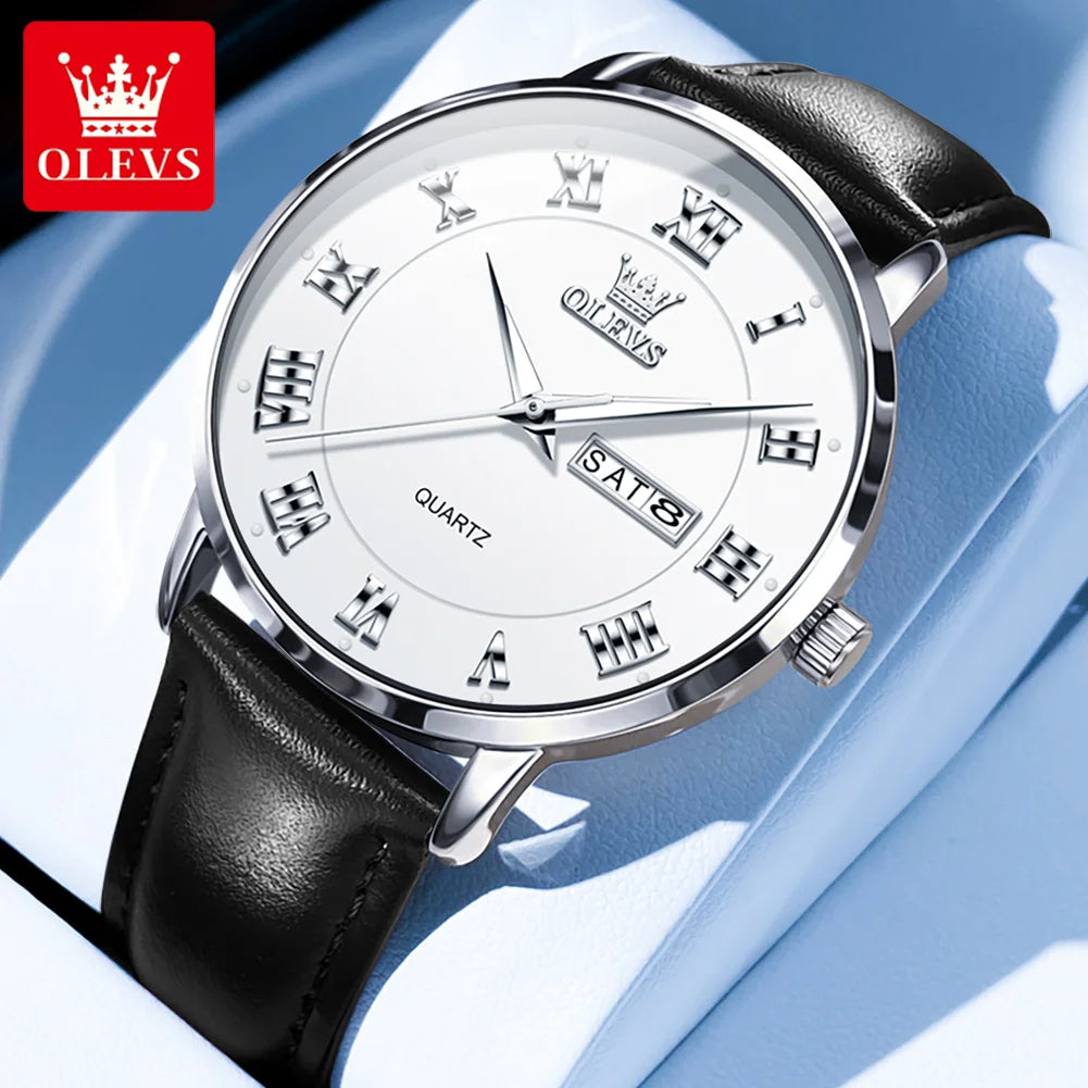 OLEVS 2920 Men Watch Fashion Business Roman Scale Waterproof Clock Luxury Brand Quartz Watch Leisure Calendar Week Men Watch