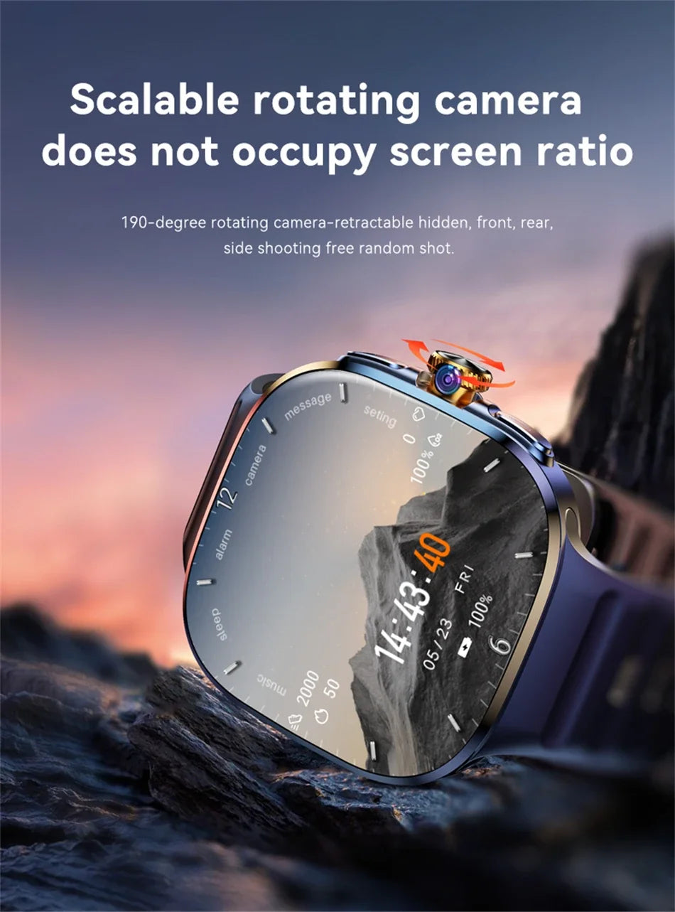 8GB+128GB RAM 5G/4G Smart Watch 2.4 inch AMOLED 2100mah Battery 900W Camera GPS WIFI Google APPS Download Smartwatch Android 10