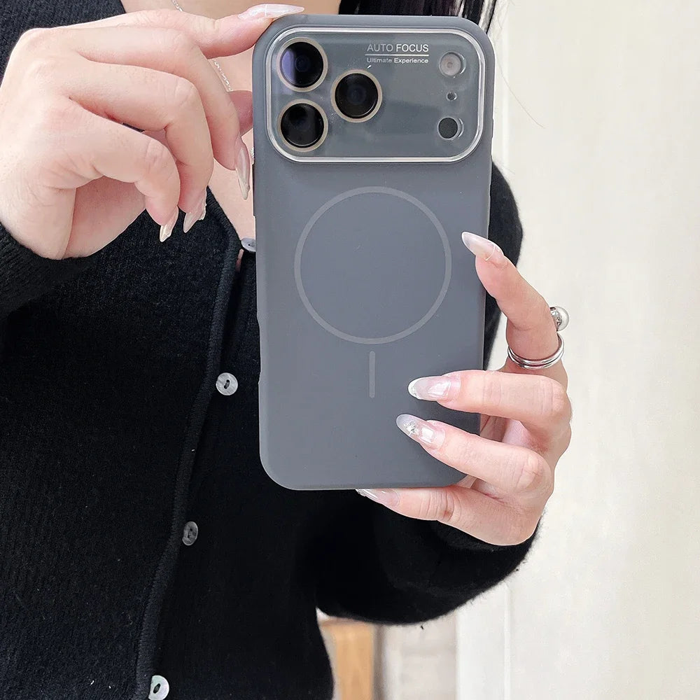 Advanced Liquid Phone Case For iPhone 17 16 14 15 Pro Max Magnetic Charging Glass Lens Protective Cover Silicone Couple Set