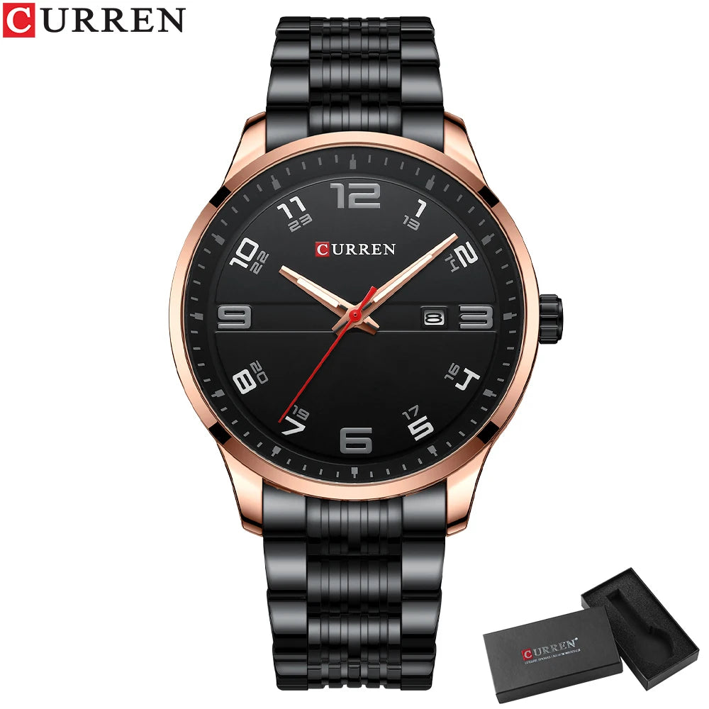 Men Fashion Casual Business Watches Men's Quartz Clock Male stainless steel Strap Wrist Watch Relogio