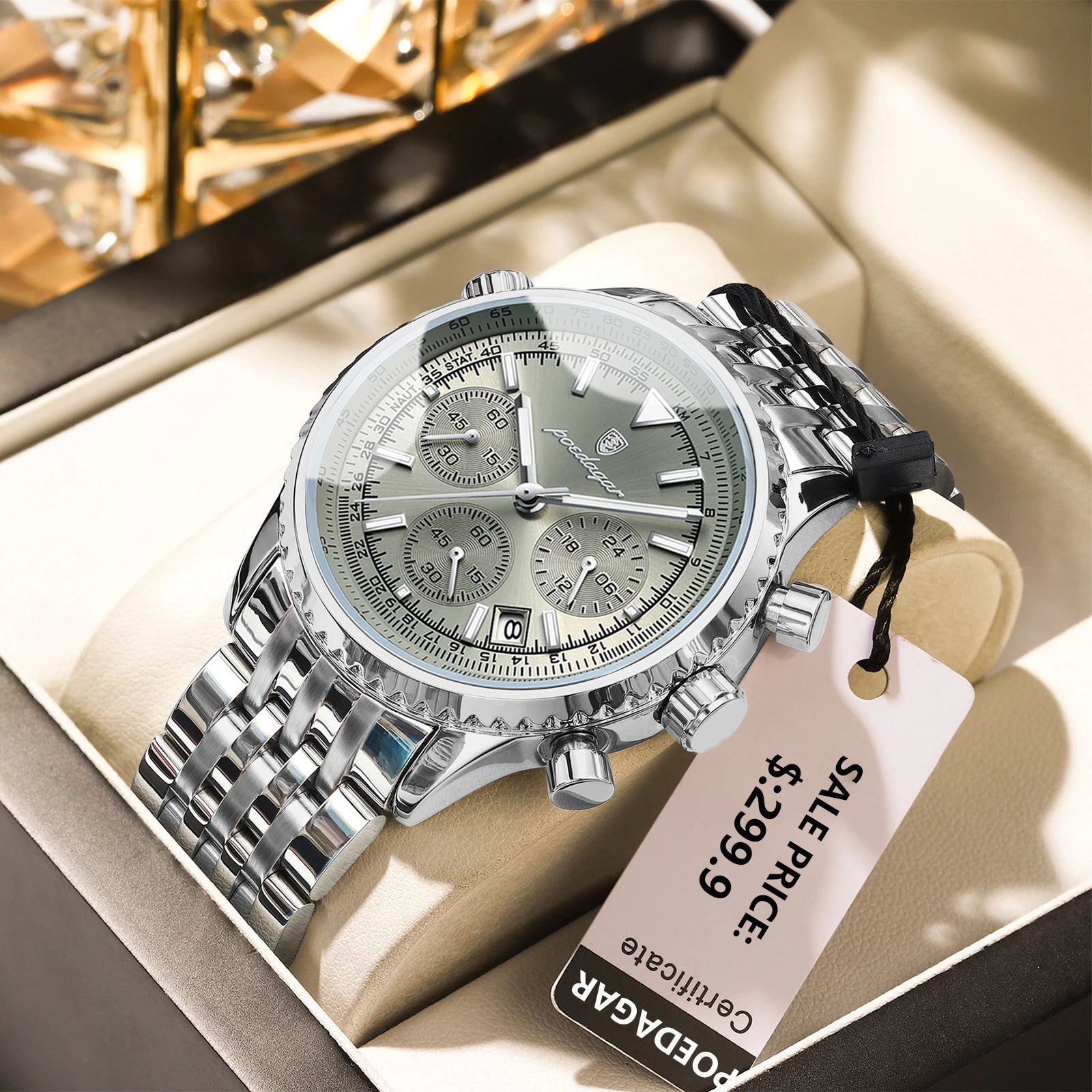 POEDAGAR Luxury Sport Man Watch Chronograph Date Waterproof Luminous Men's Quartz Watches Stainless Steel Fashion Men Wristwatch