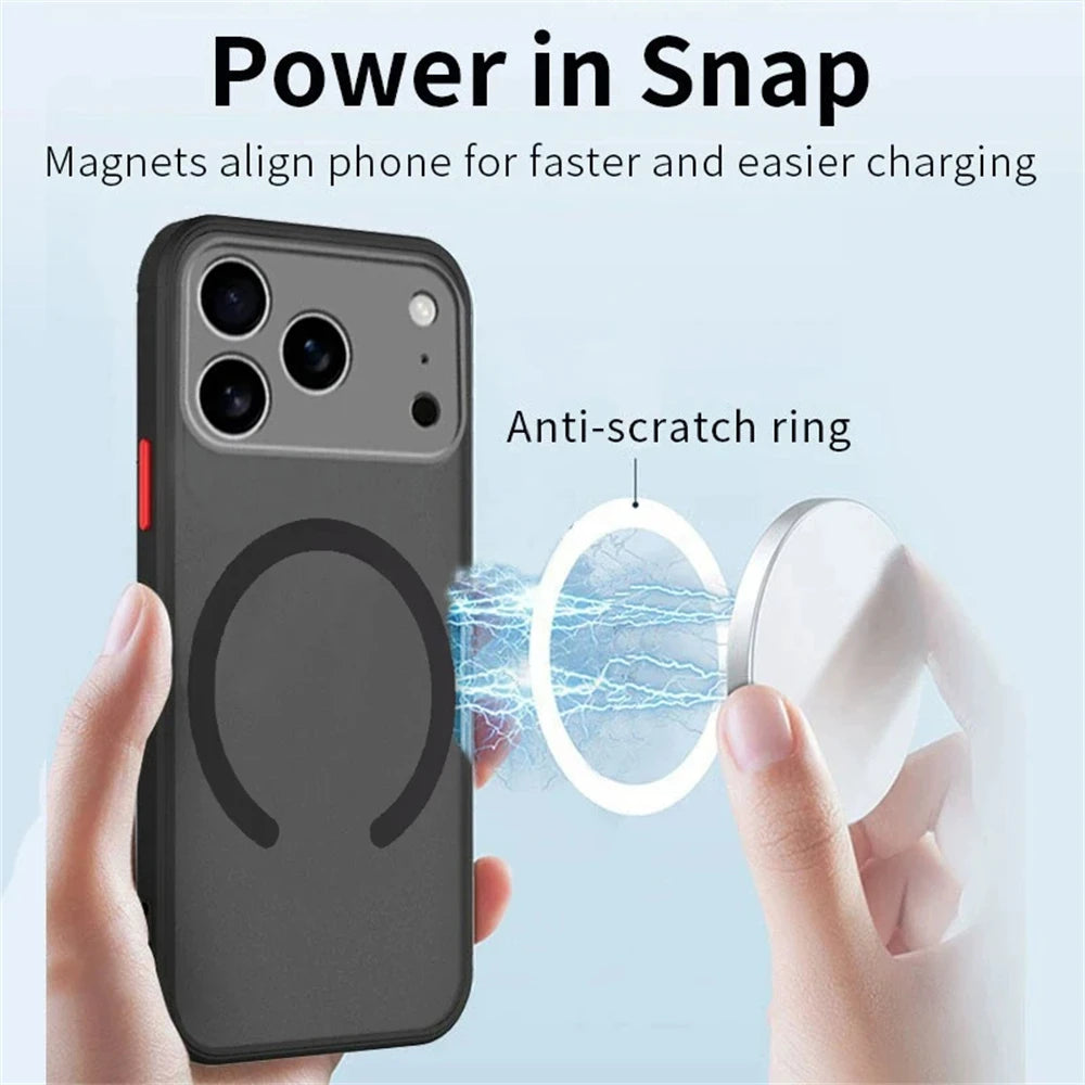 Matte Magnetic For Magsafe Wireless Charge Phone Cases For iPhone 17 16 15 14 13 11 12 Pro Max Plus XS Max XR X Air Armor Cover