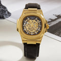 LONGLUX automatic mechanical watch outdoors simple luxury watches waterproof cheap wholesale skeleton leather mens watch gift