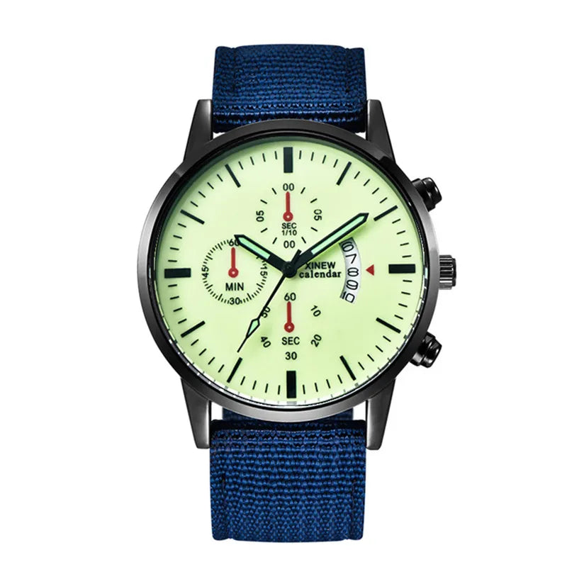 Reloj Hombre Original XINEW Brand Watches For Men Fashion Casual Nylon Band Army Date Quartz Watch Black Relogio Masculino 2024