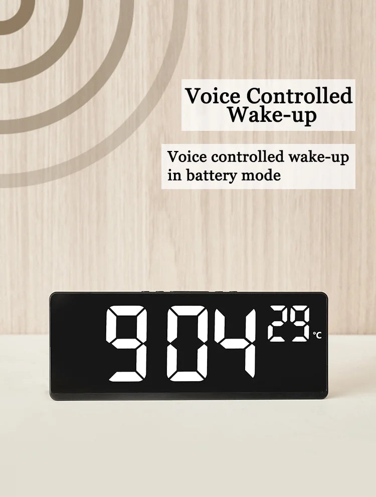LED Digital Electronic Clock Backlight Large Number Alarm Clock Temperature Calendar Bedside Table Nightlight Home Decoration