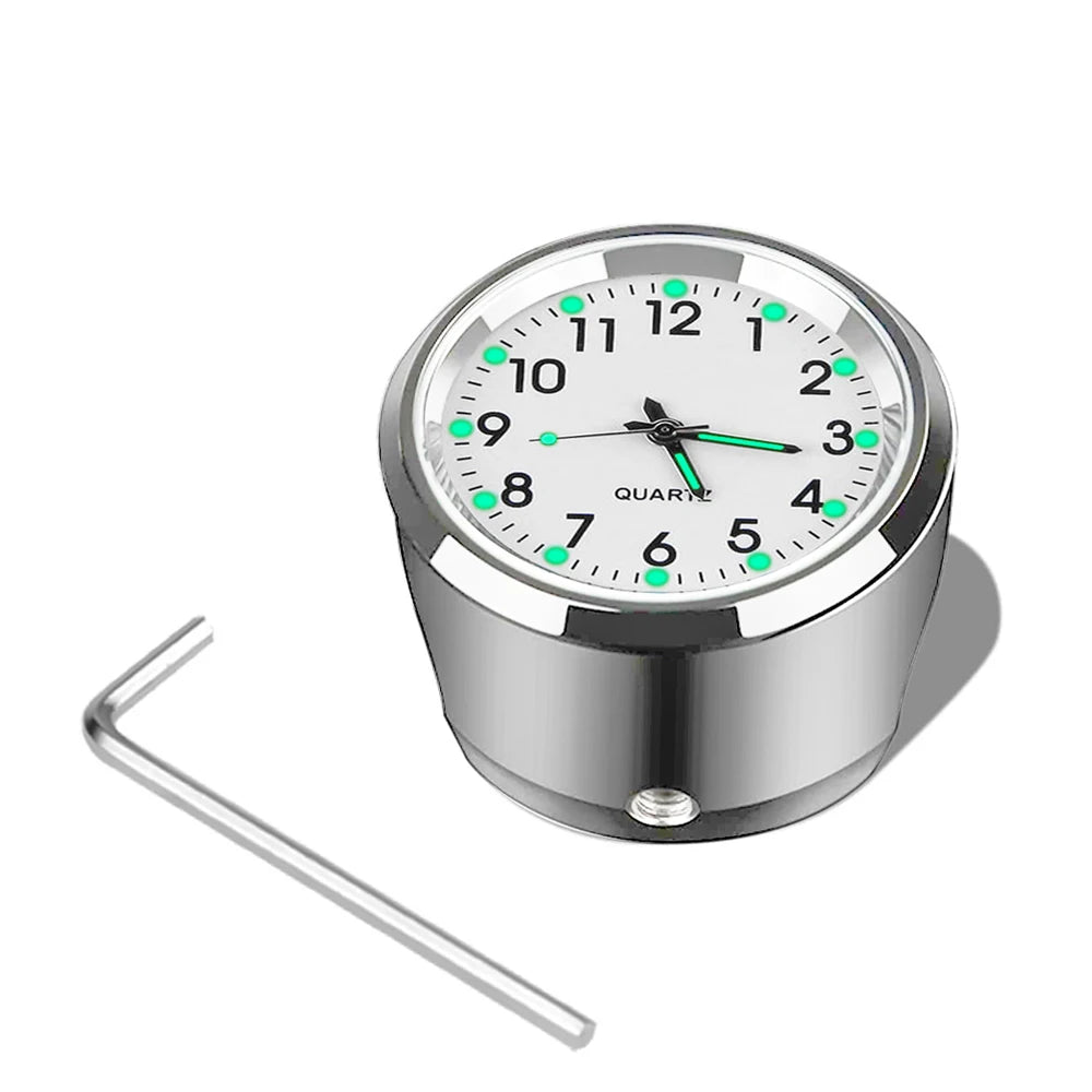 7/8" Motorcycle Clock Chrome Waterproof Bike Handlebar Mount Quartz Watch Aluminum Luminous Clock Moto Accessories Universal