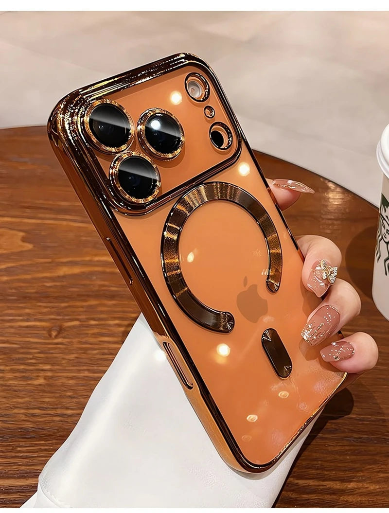 Luxury Magsafe Soft Phone Case For iPhone 11 12 13 14 15 16 17 Pro Max Plus Air Magnetic Transparent TPU Bumper Cases Cover