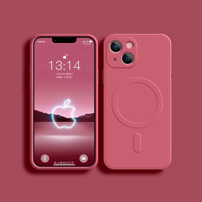 For Magsafe Magnetic Wireless Charge Case For iPhone 17 16 14 13 12 11 15 Pro Max Mini XR XS Soft Liquid Silicone Back Cover