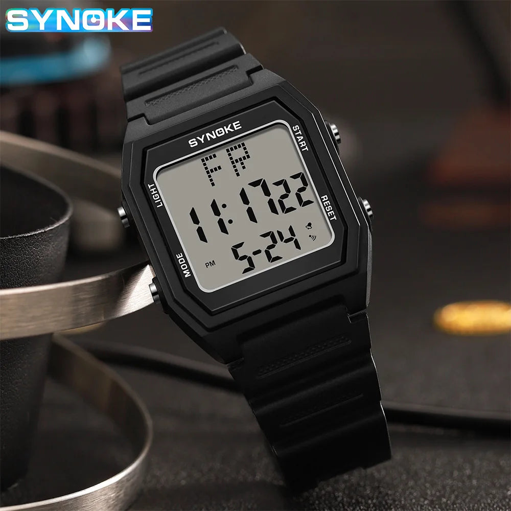 SYNOKE Digital Watches Men Military Sports Luminous Chronograph Waterproof Male Electronic Wrist Watches Square Watch
