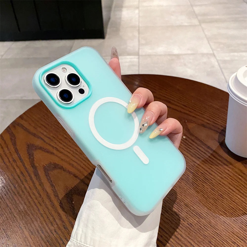 Luxury Candy Color  Magnetic Matte Case For iPhone 17 16 15 14 13 12 11 Pro Max  Air 16 ProMax Magsafe Wireless Charging  Cover