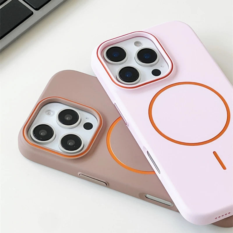 Ultrathin Hit Color For MagSafe Phone Case for iPhone 17 16 15 Pro Max 14 13 12 Magnetic Wireless Charger Matte Hard PC Cover