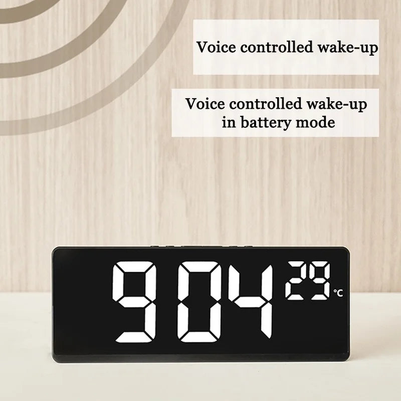 LED Digital Electronic Clock Backlight Large Number Alarm Clock Temperature Calendar Bedside Table Nightlight Home Decoration