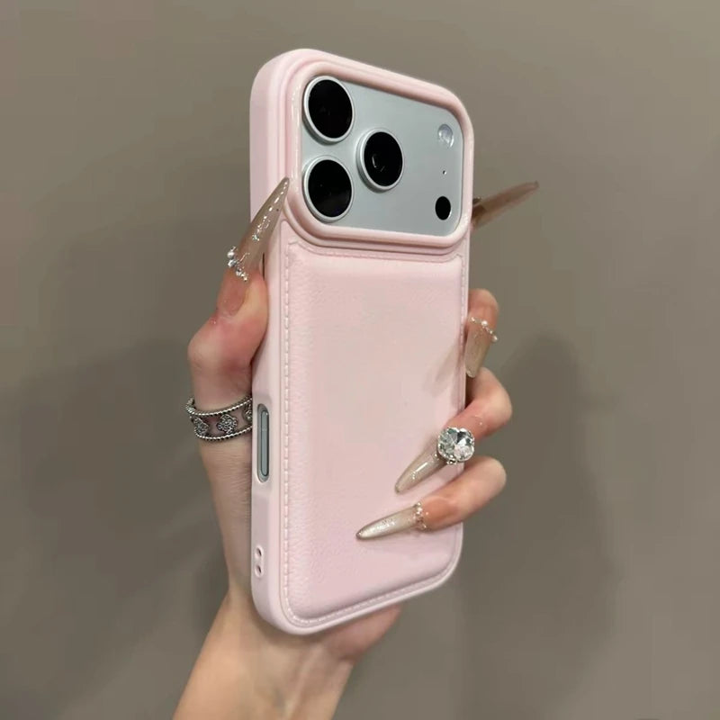 Luxury Drum Cortex Plain Phone Case For iPhone 11 12 13 14 15 16 17 Pro Max Plus Air Shockproof Bumper Cases Cover