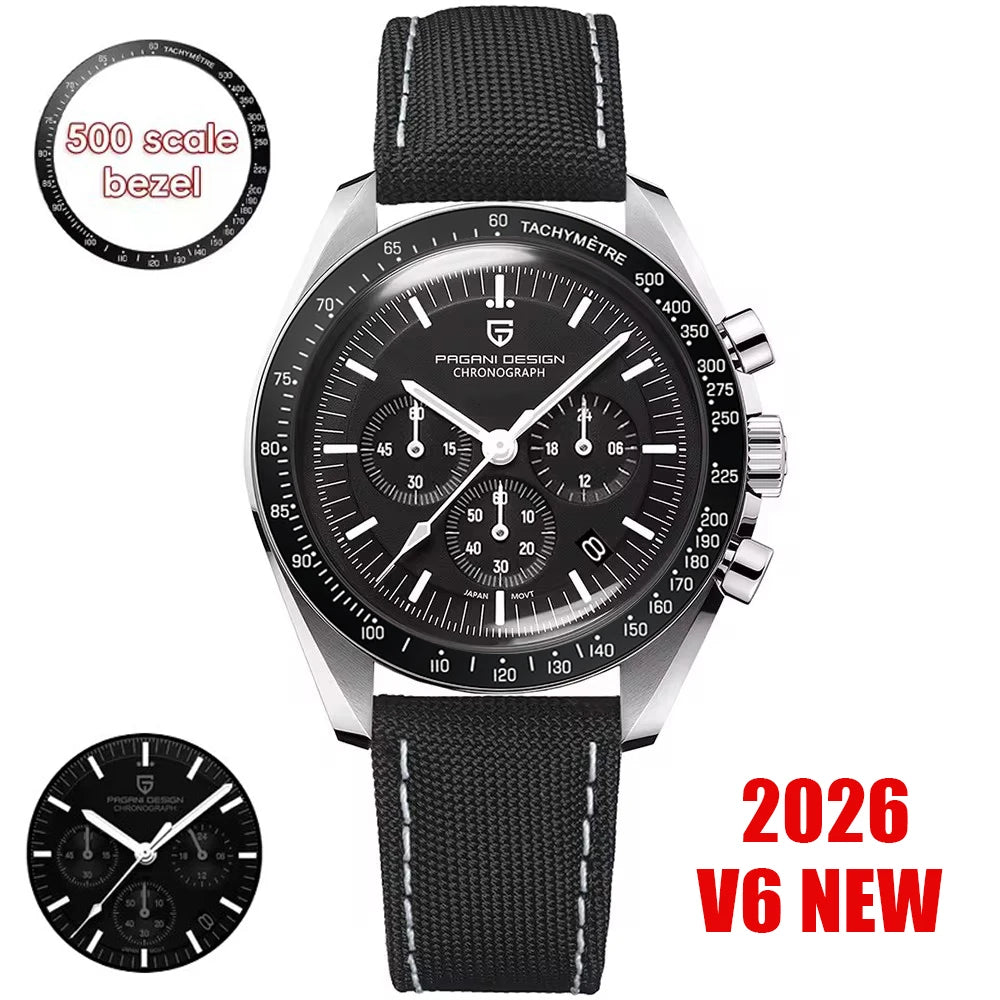 2026 New PAGANI DESIGN Moon V6 Men's Watches Luxury Quartz Watch For Man Chronograph VK63 Men Gift AR Sapphire Mirror Luminous