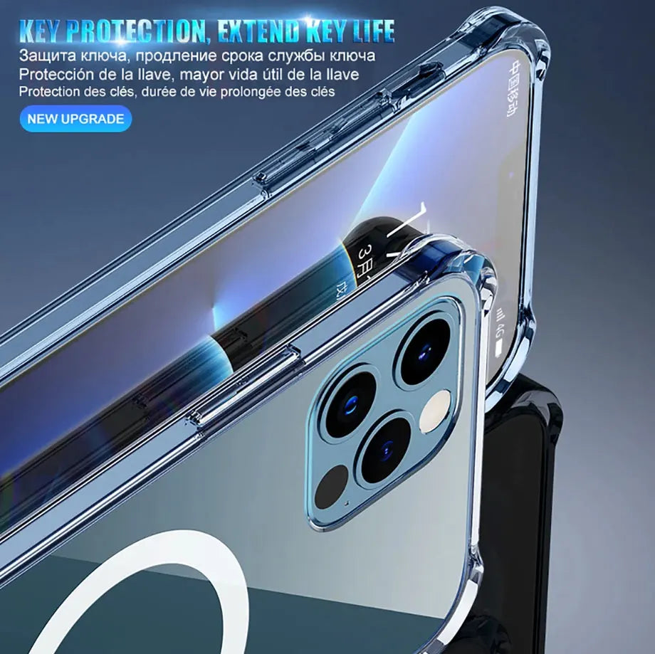 Magnetic Wireless Charger For Magsafe Transparent Case For iPhone 17 11 12 13 14 15 16 Pro Max Plus Shockproof Soft Bumper Cover