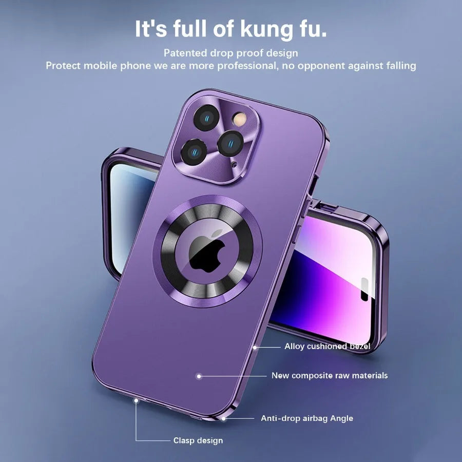 For iPhone 17 16 15 14 13 12Pro Max Full Aluminum Metal Magnetic Case Double-Sided Protection Shockproof Cover Screen Protector