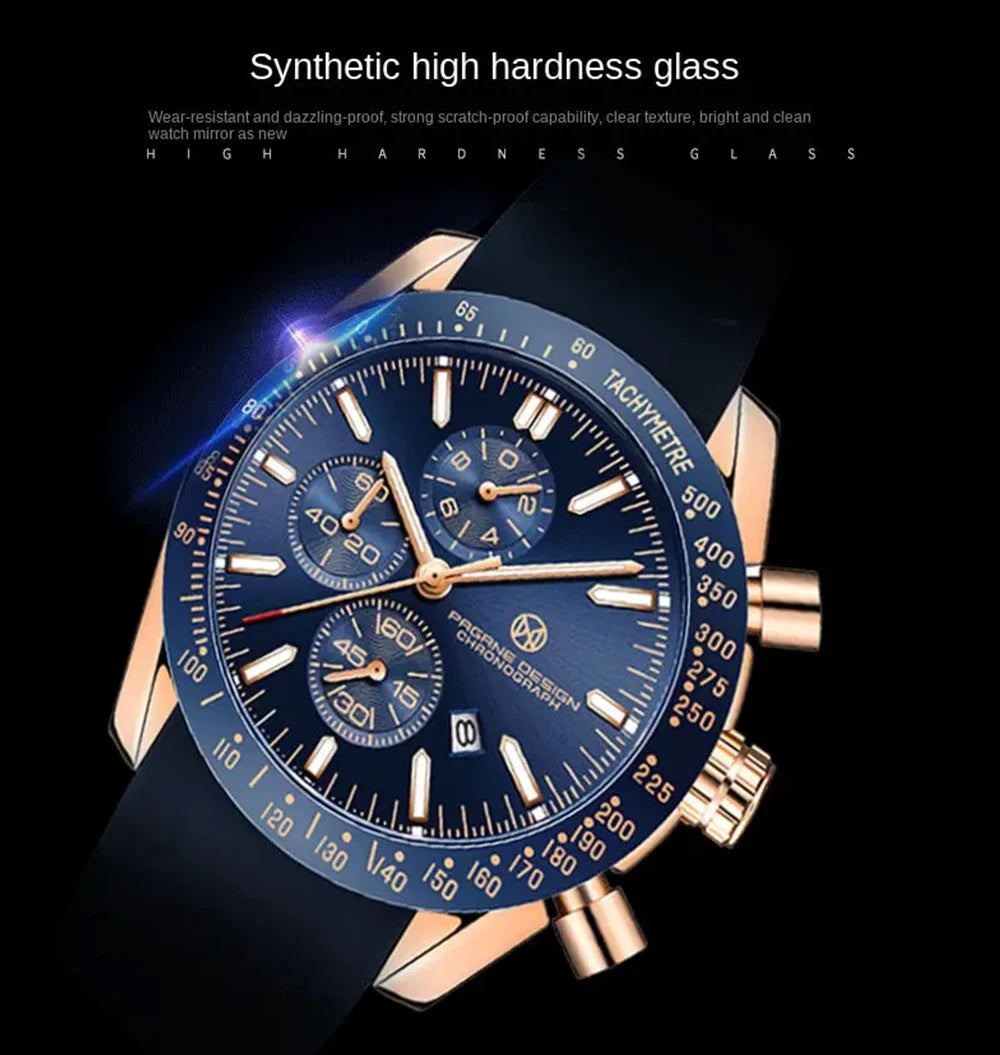 Pagane Design 2026 New Men's Quartz Chronograph Luxury Sapphire Stainless Steel Waterproof 3Bar Night Light C3 Casual Watch
