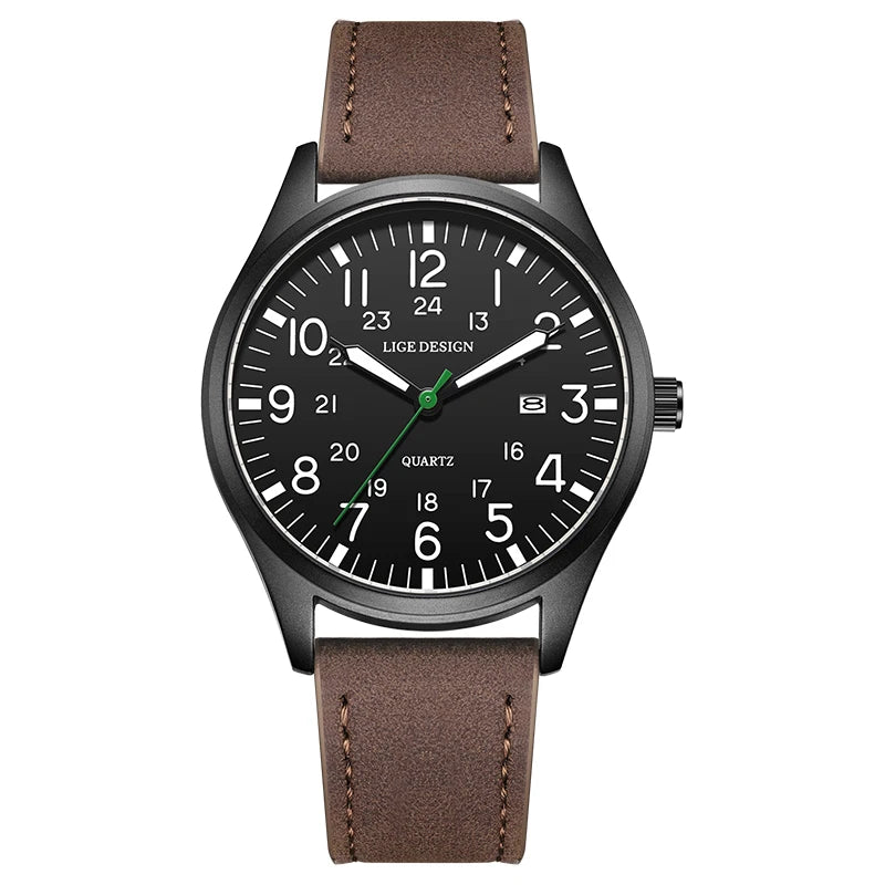 LIGE Original Top Quartz Watch Outdoor Sports Casual Simple Auto Date Clock Nylon Strap Waterproof Luminous Watches for Man Gift