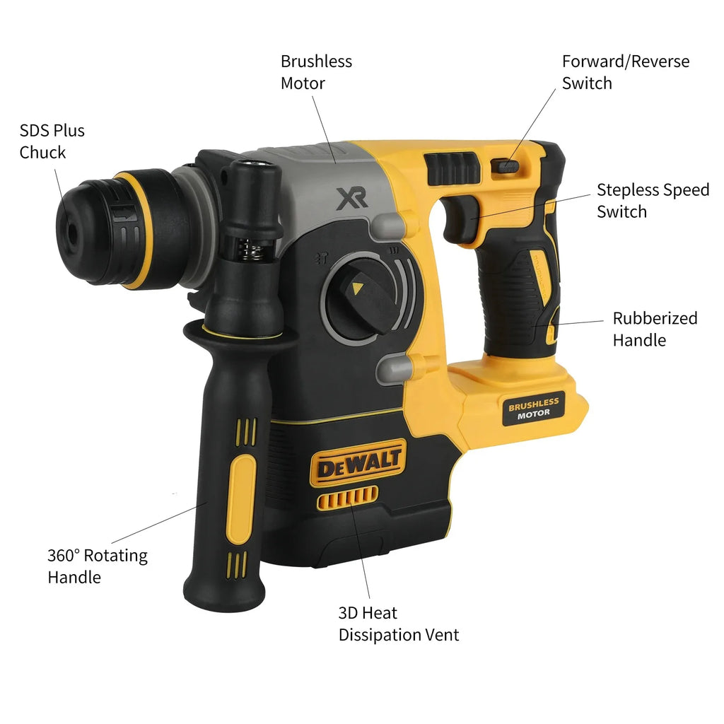 2026 DEWALT us DCH273 20V 6.0Ah Brushless Rotary Hammer SDS-Plus Chuck 0-1100rpm Stepless Speed 360° Handle for Concrete Drilling