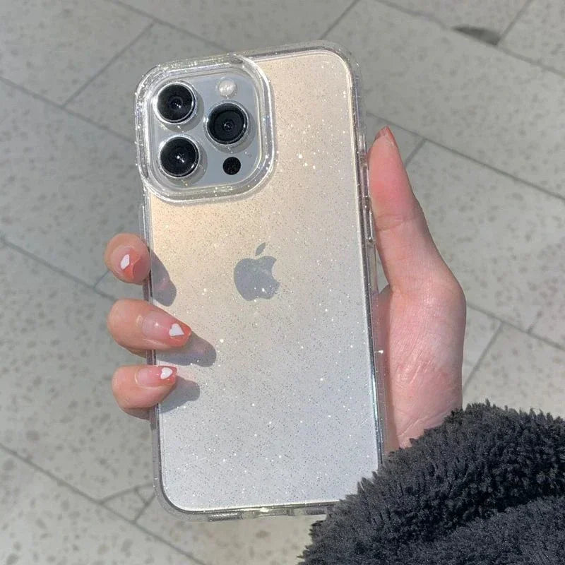 Classic Fashion Flash Powder Transparent Soft Shockproof Mobile Phone Case for IPhone16 15 14 13  Pro Max Mini The Perfect Case