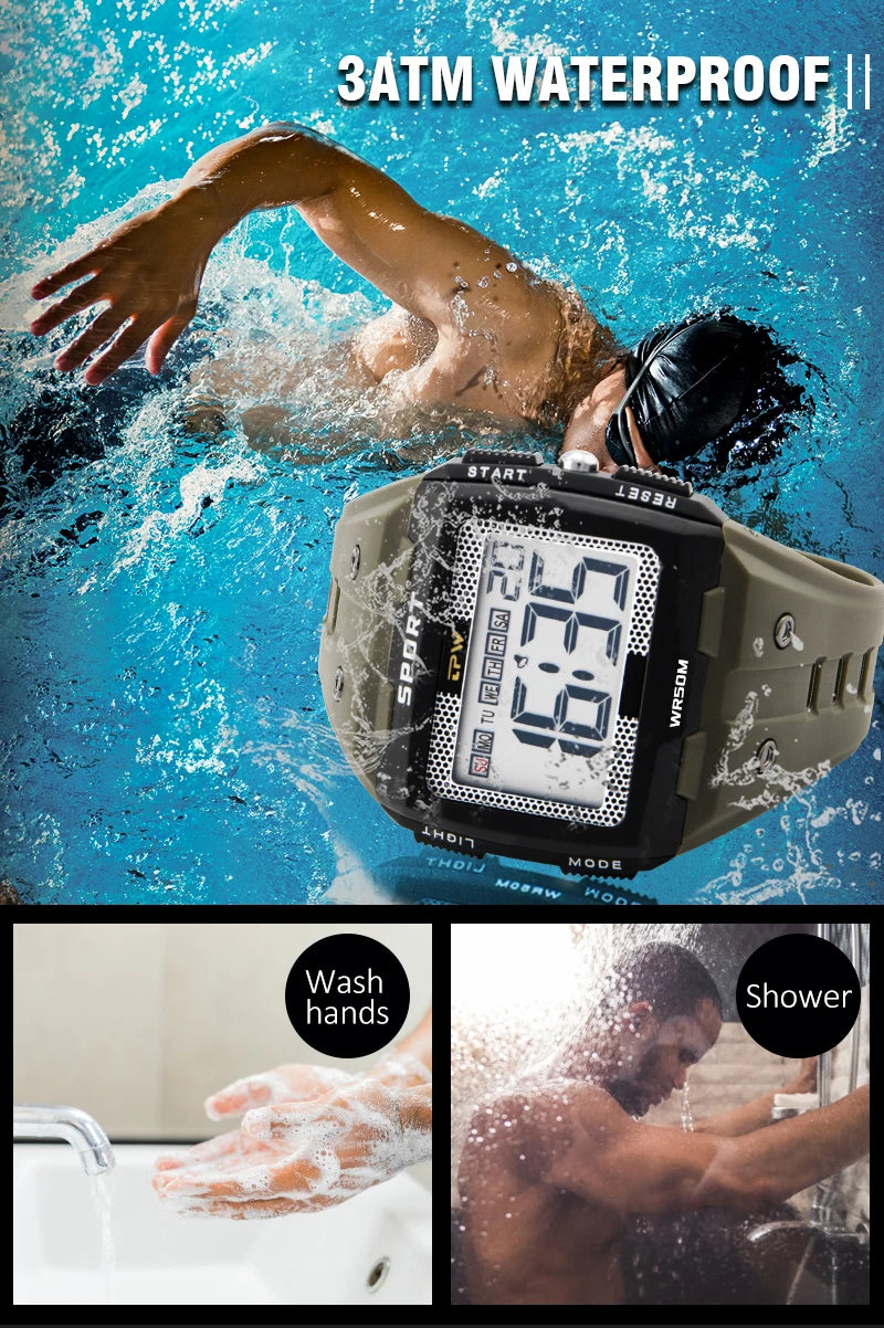 TPW Oversized Digital Watch Big Numbers Easy to Read 5ATM Water Resistant