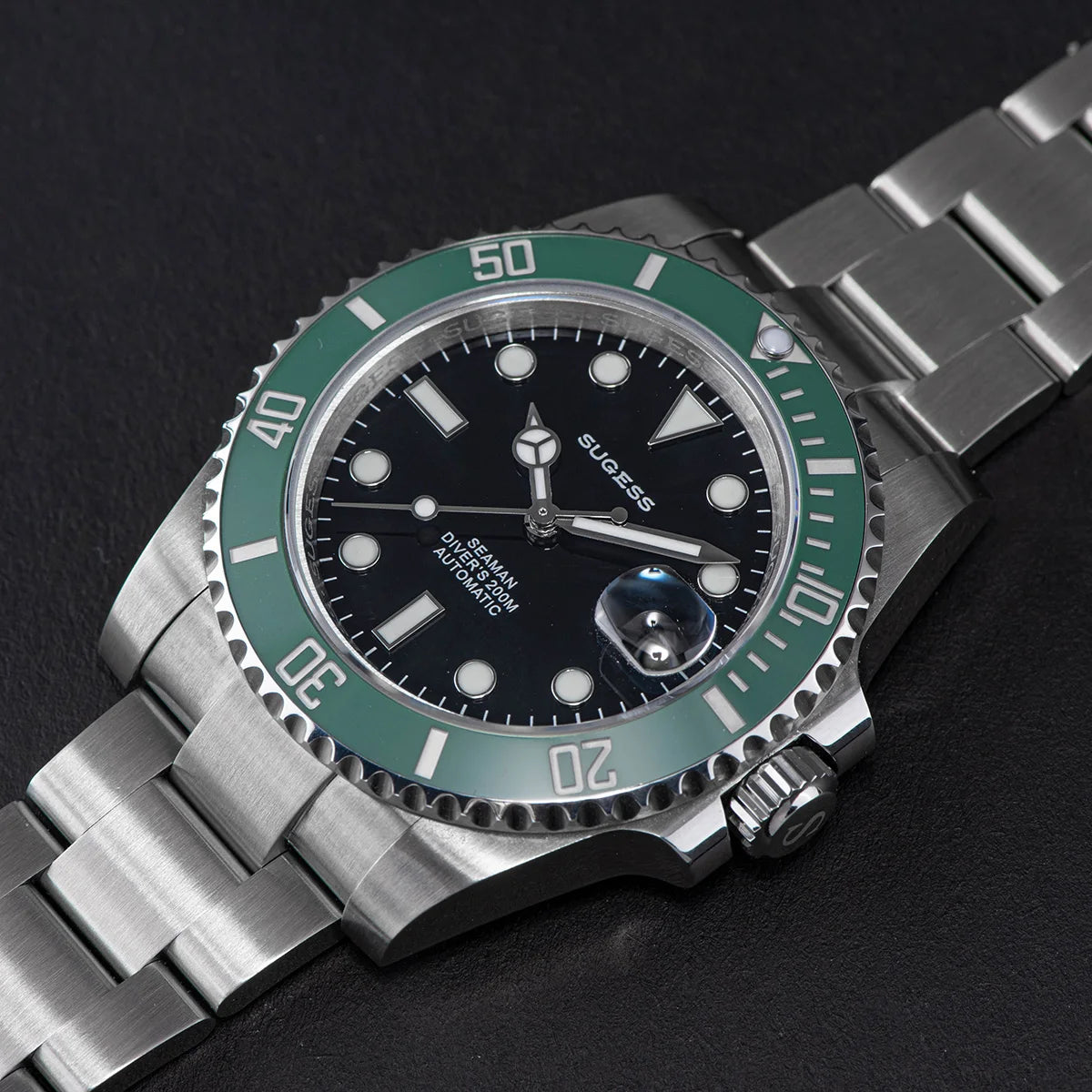 Sugess Watch of Men Diver NH35 Automatic Mechanical Wristwatch Date Sapphire Crystal Luminous Ceramic Bezel Waterproof 200M 2022