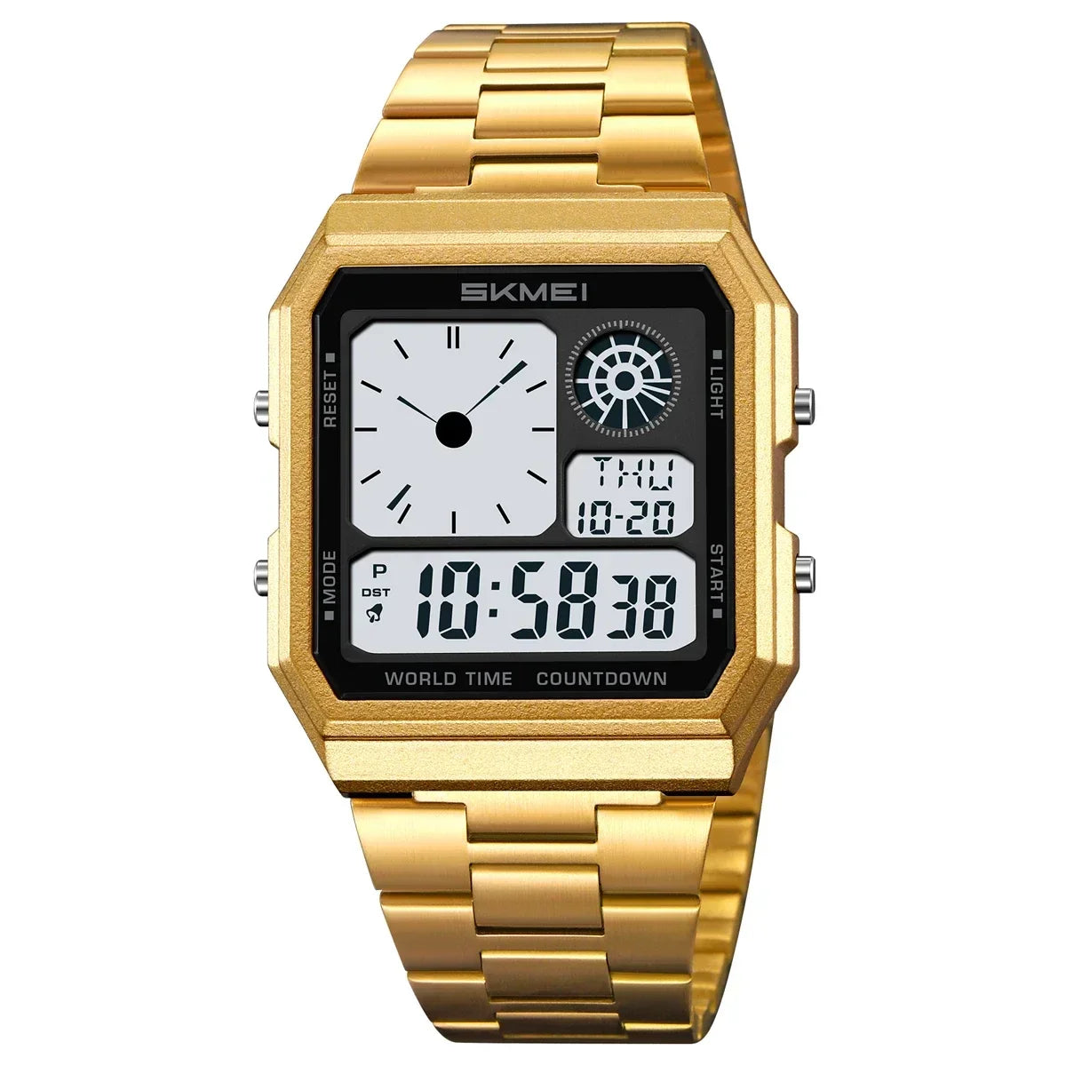 SKMEI 2353 Waterproof Outdoor Sport Stainless Steel Strip Wristwatches Reloj Hombre World Digital Electronic Watch For Men Women