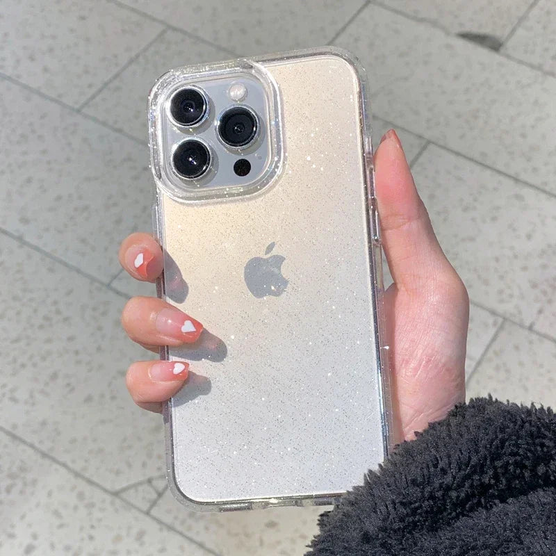 Classic Fashion Flash Powder Transparent Soft Shockproof Mobile Phone Case for IPhone16 15 14 13  Pro Max Mini The Perfect Case