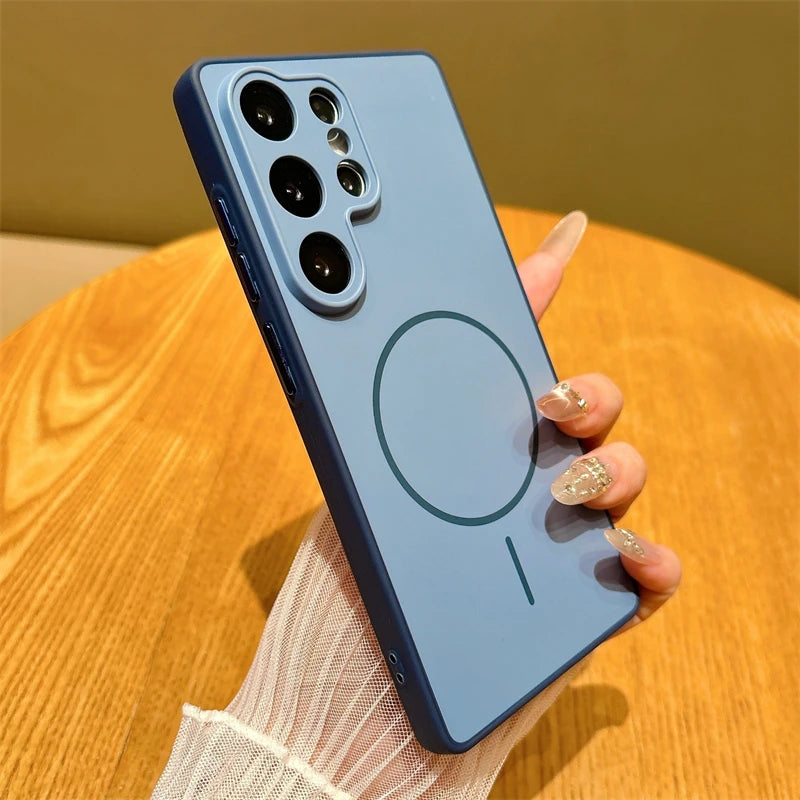 Luxury Matte Magnetic Wireless Charging Case For Samsung A56 A26 A17 S26 S25 S24 S23 FE Plus S22 Ultra For Magsafe Bumper Cover