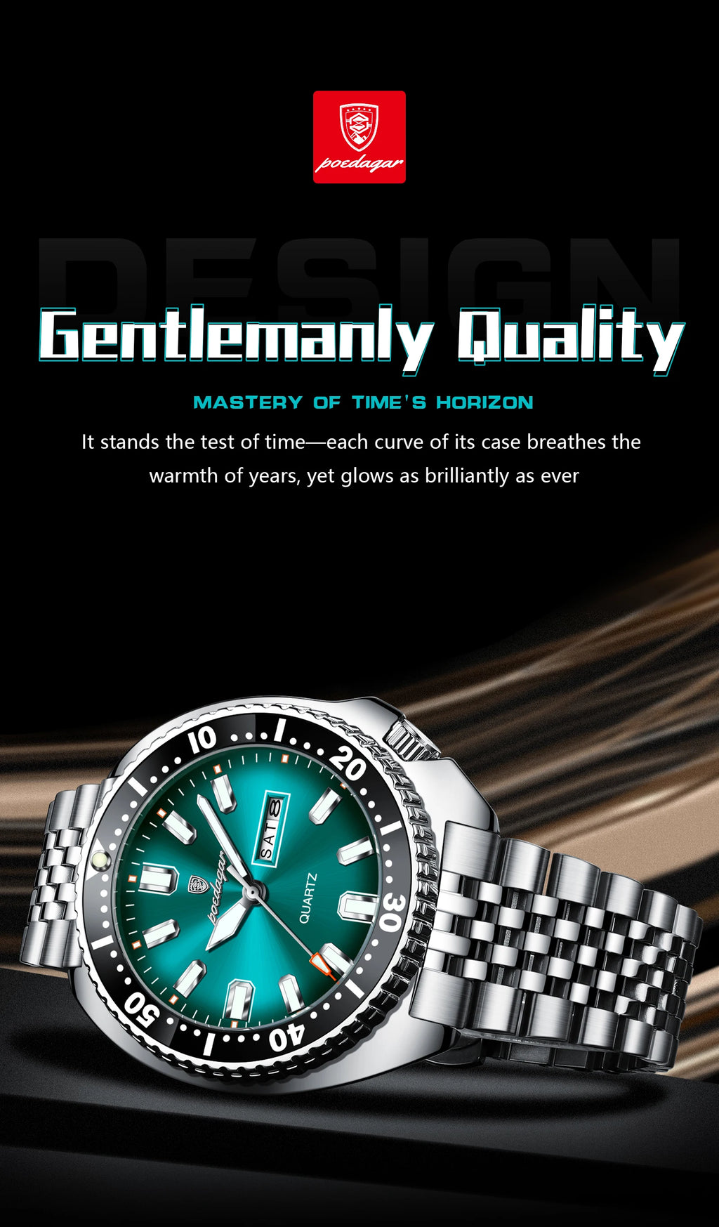 POEDAGAR Luxury Fashion Men's Watch Waterproof Luminous Quartz Male Watch Date Week Stainless Steel Casual Watches For Men Reloj