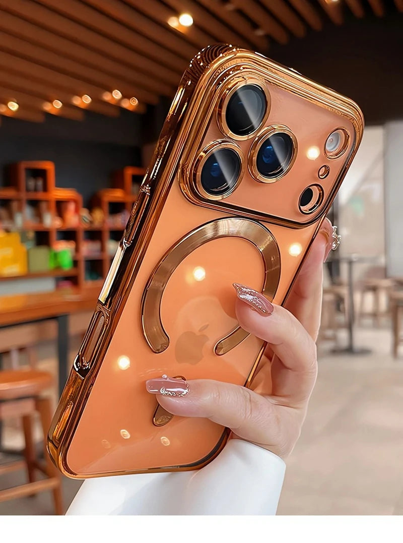 Luxury Magsafe Soft Phone Case For iPhone 11 12 13 14 15 16 17 Pro Max Plus Air Magnetic Transparent TPU Bumper Cases Cover