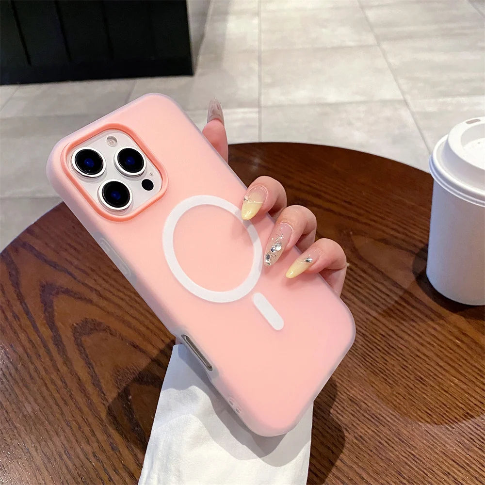 Luxury Candy Color  Magnetic Matte Case For iPhone 17 16 15 14 13 12 11 Pro Max  Air 16 ProMax Magsafe Wireless Charging  Cover