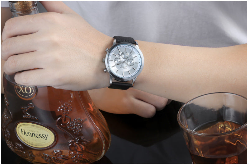 CHRONOS Mens Watches Male Sport Business Quartz Wristwatch  Dress Leather Clock Causal Military Timepiece Relogio Masculino