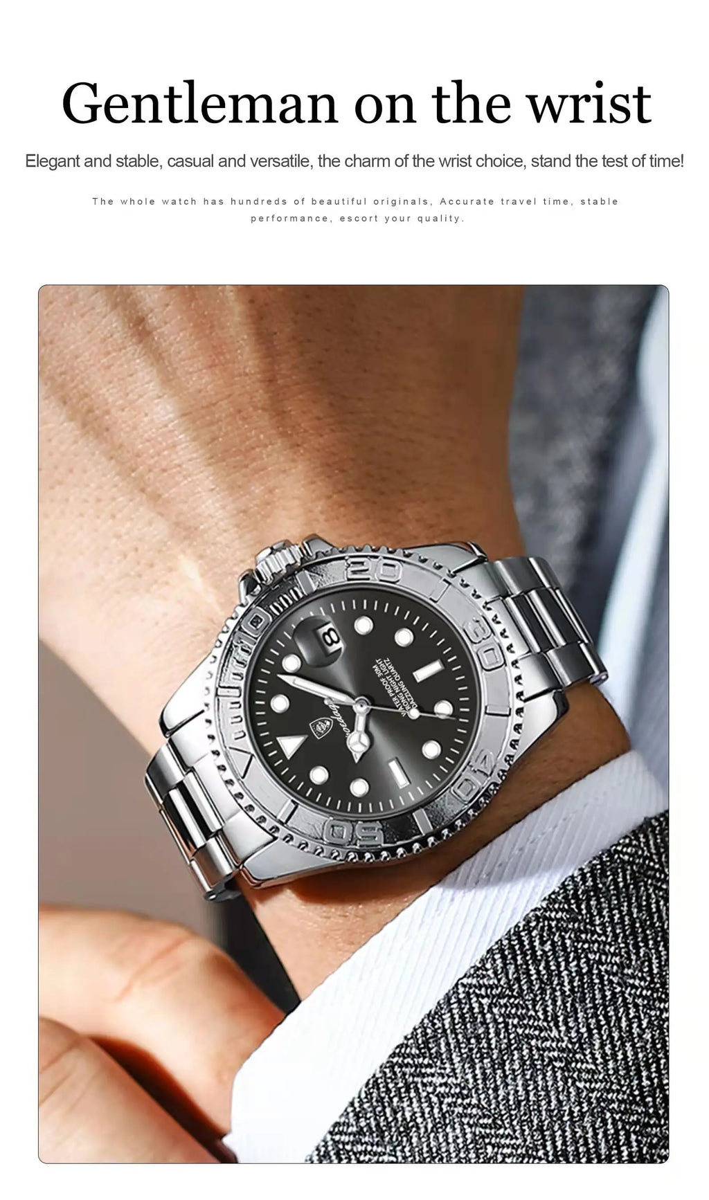 POEDAGAR Luxury Business Men Watch Waterproof Luminous Date Stainless Steel Men's Watches Military High Quality Quartz Man Watch