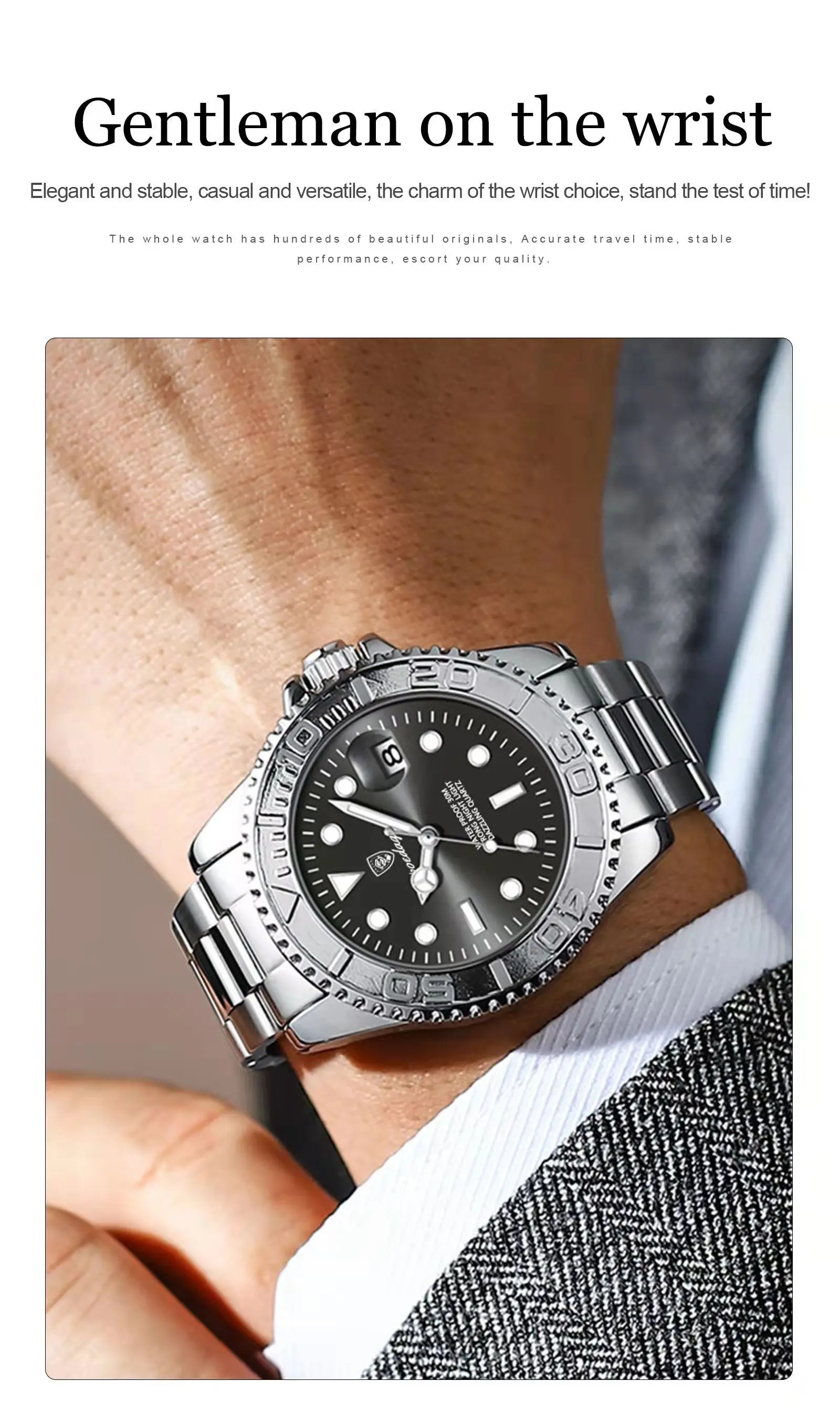 POEDAGAR Luxury Business Men Watch Waterproof Luminous Date Stainless Steel Men's Watches Military High Quality Quartz Man Watch