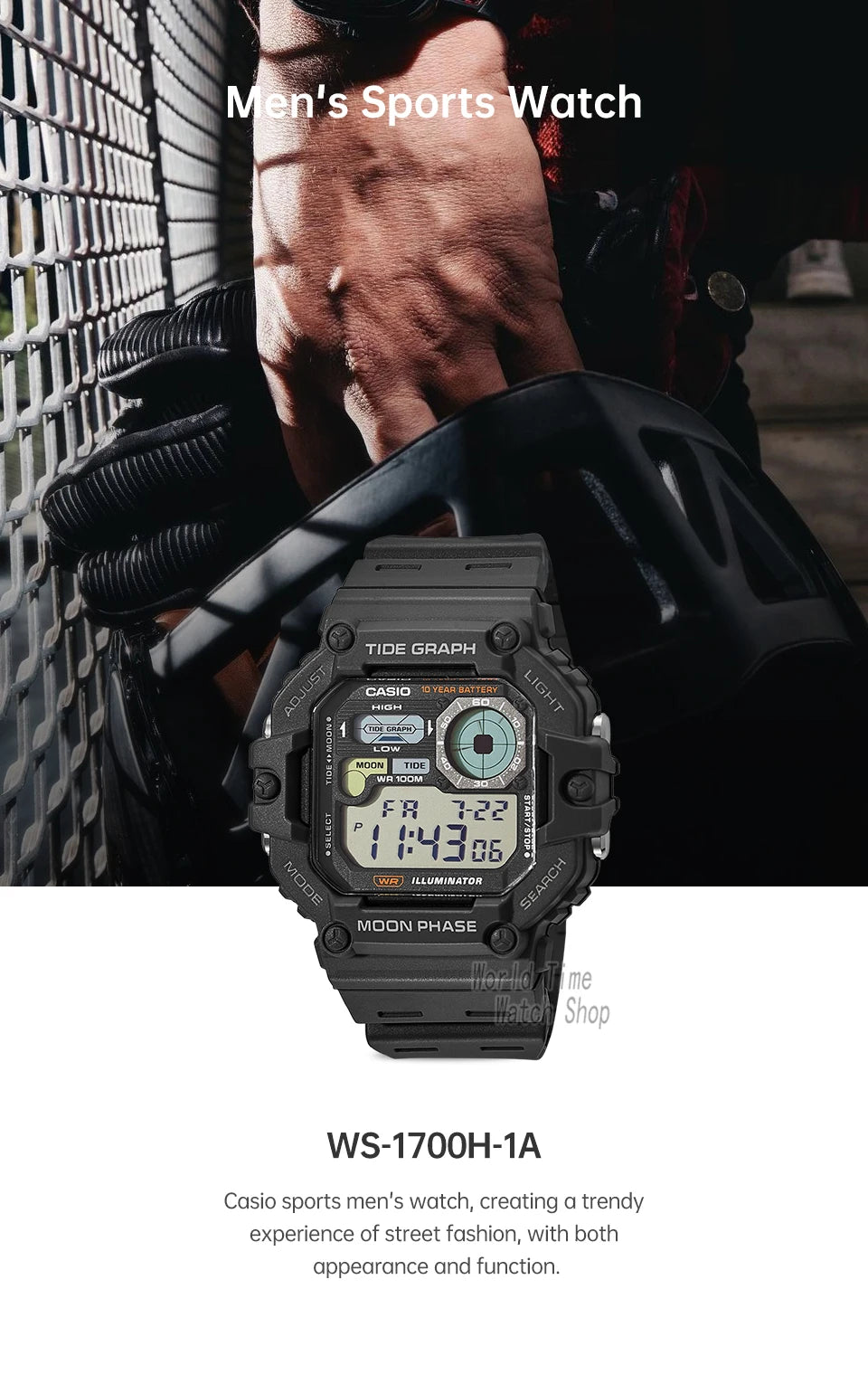 Casio Men's Watch Fashion Sports Outdoor Wristwatch Active Lifestyle Timepiece Casual Design WS-1700H series