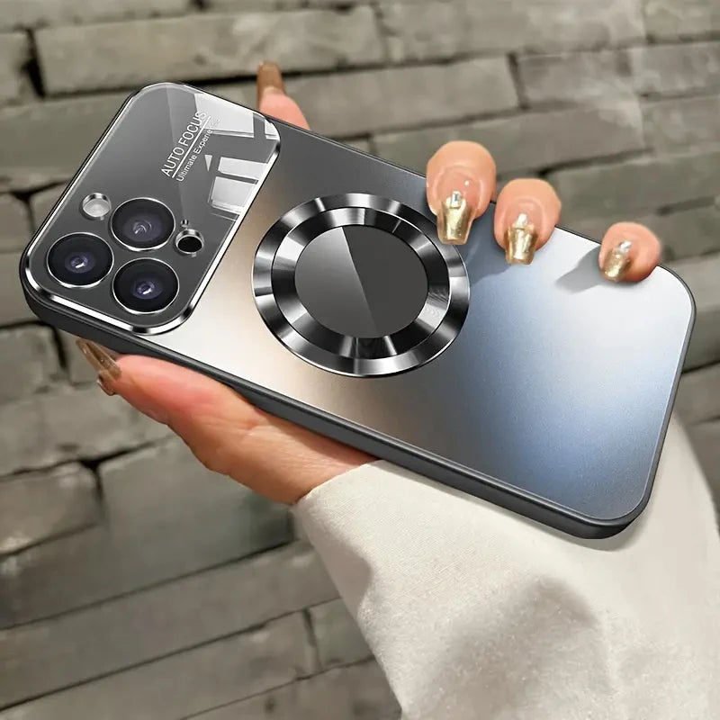 New Titanium Metallic Color Magnetic Phone Case For iPhone 16E 16 15 14 11 13 12 Pro Max Matte Wireless Charging Protect Cover