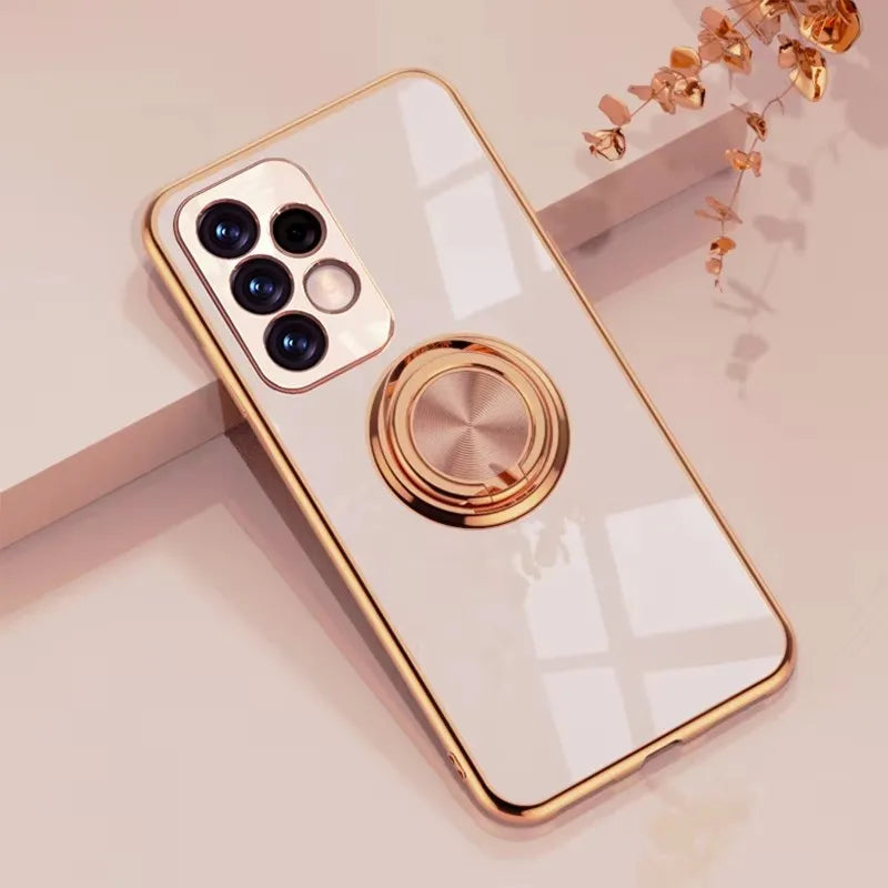 Luxury Plating 360°Rotate Metal Ring Holder Phone Case For Samsung Galaxy S25 Ultra S24 S23 FE S22 S21 S20 S10 Plus Back Cover