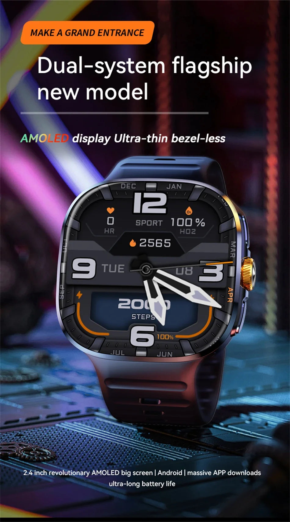 8GB+128GB RAM 5G/4G Smart Watch 2.4 inch AMOLED 2100mah Battery 900W Camera GPS WIFI Google APPS Download Smartwatch Android 10