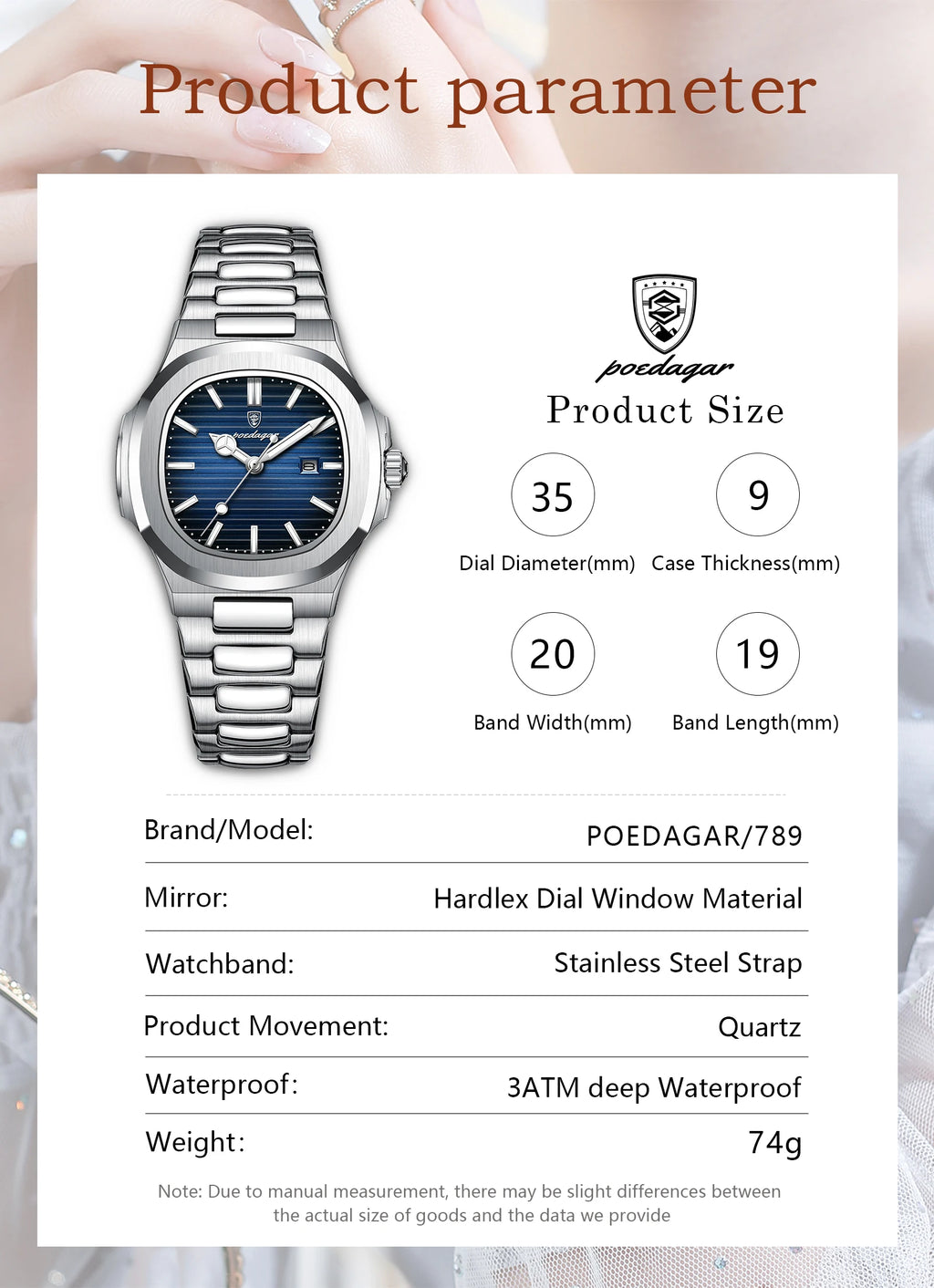 POEDAGAR Luxury Woman’s Quartz Watch Date Waterproof Luminous Ladies Wristwatch Stainless Steel Fashion Watches For Women Reloj