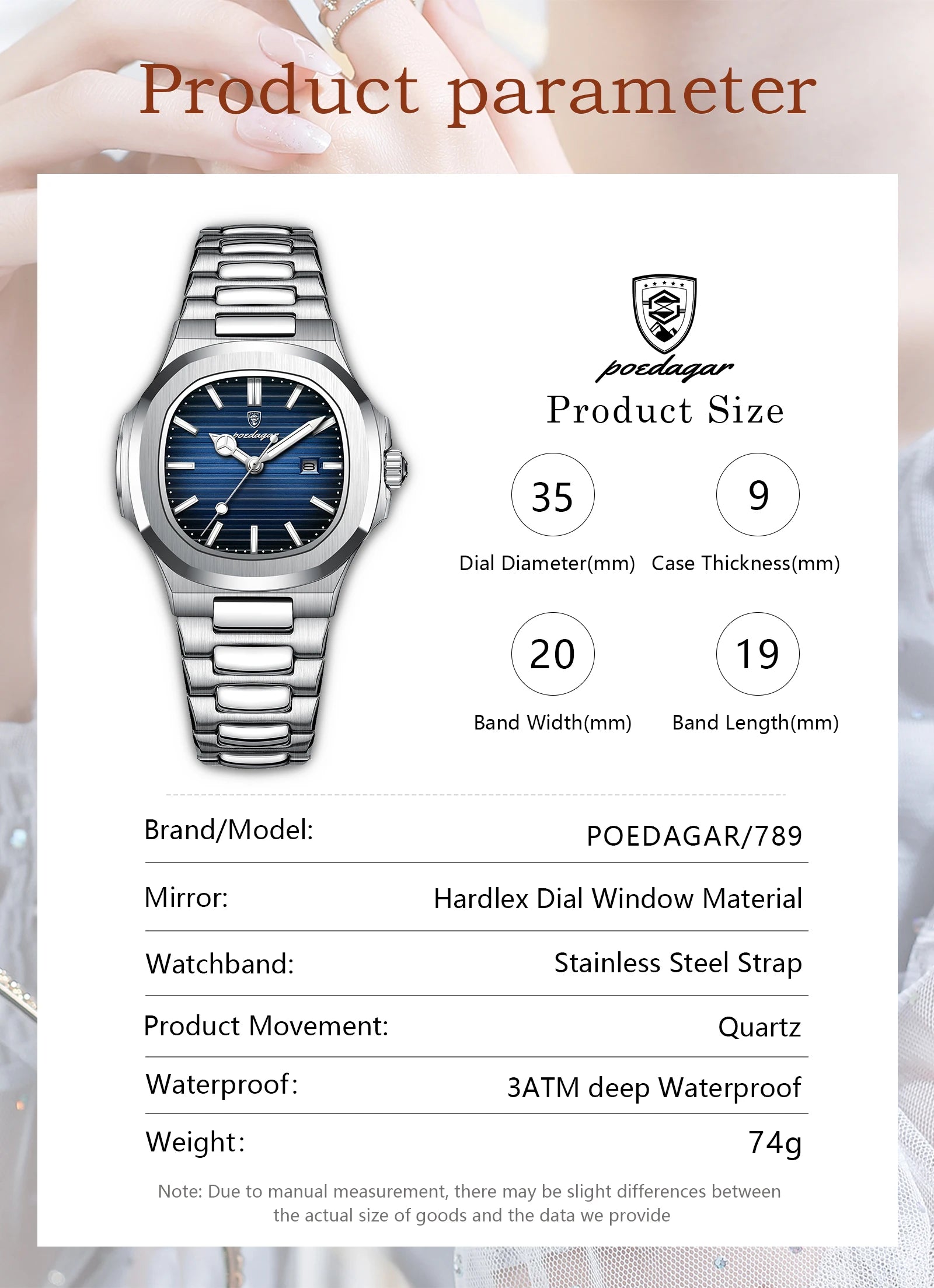 POEDAGAR Luxury Woman’s Quartz Watch Date Waterproof Luminous Ladies Wristwatch Stainless Steel Fashion Watches For Women Reloj