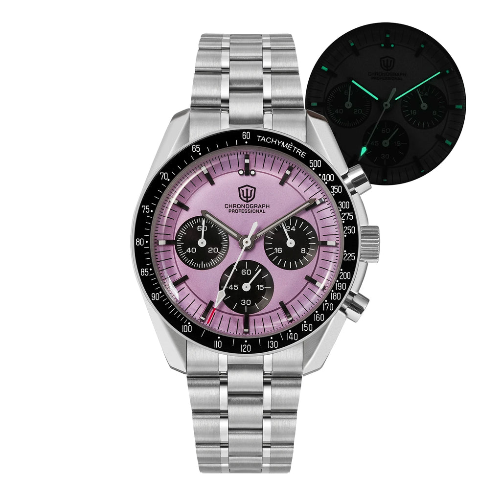 Watchdives WD1863 Quartz Watch VK63 Chronograph Movement Bubble Sapphire Crystal 10Bar Waterproof Luminous 39mm Vintage Watches