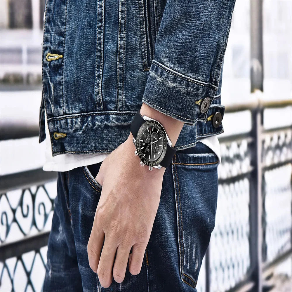Pagane Design 2026 New Men's Quartz Chronograph Luxury Sapphire Stainless Steel Waterproof 3Bar Night Light C3 Casual Watch