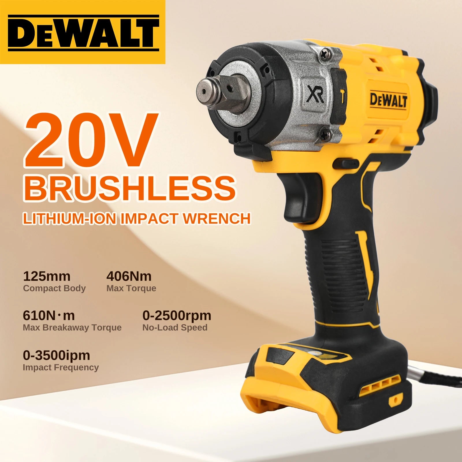 DEWALT US 1/2" DCF922 Wireless Impact Wrench Rechargeable High Torque 406Nm(Reverse) 2500PRM Universal 20V Battery Power Tools