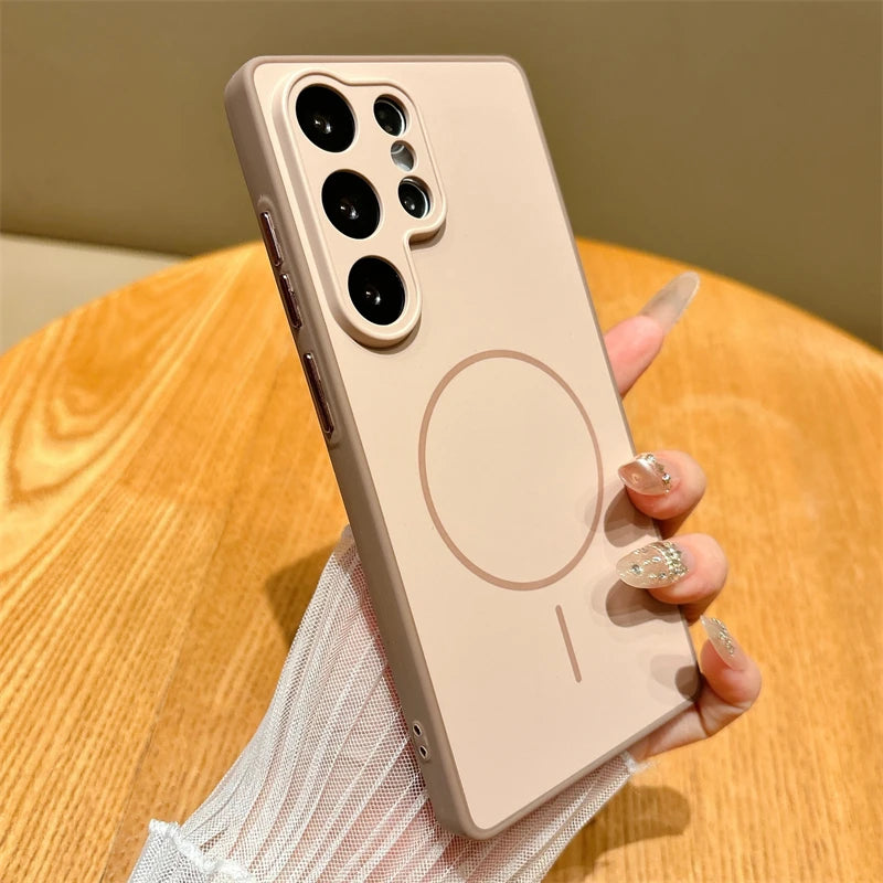 Luxury Matte Magnetic Wireless Charging Case For Samsung A56 A26 A17 S26 S25 S24 S23 FE Plus S22 Ultra For Magsafe Bumper Cover