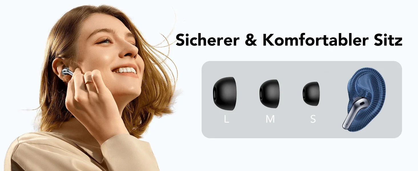 Wireless Earphones with Bluetooth 5.3, Quad-Mic Call Noise Reduction ENC, 50H Playtimes Wireless Earbuds Bluetooth Headphones